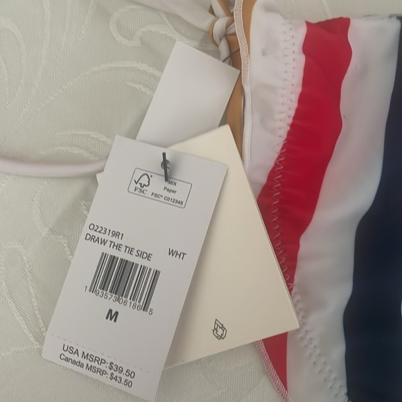 NWT - Volcom Stripped Bikini Bottom with side ties. Size: Medium. - Picture 4 of 4